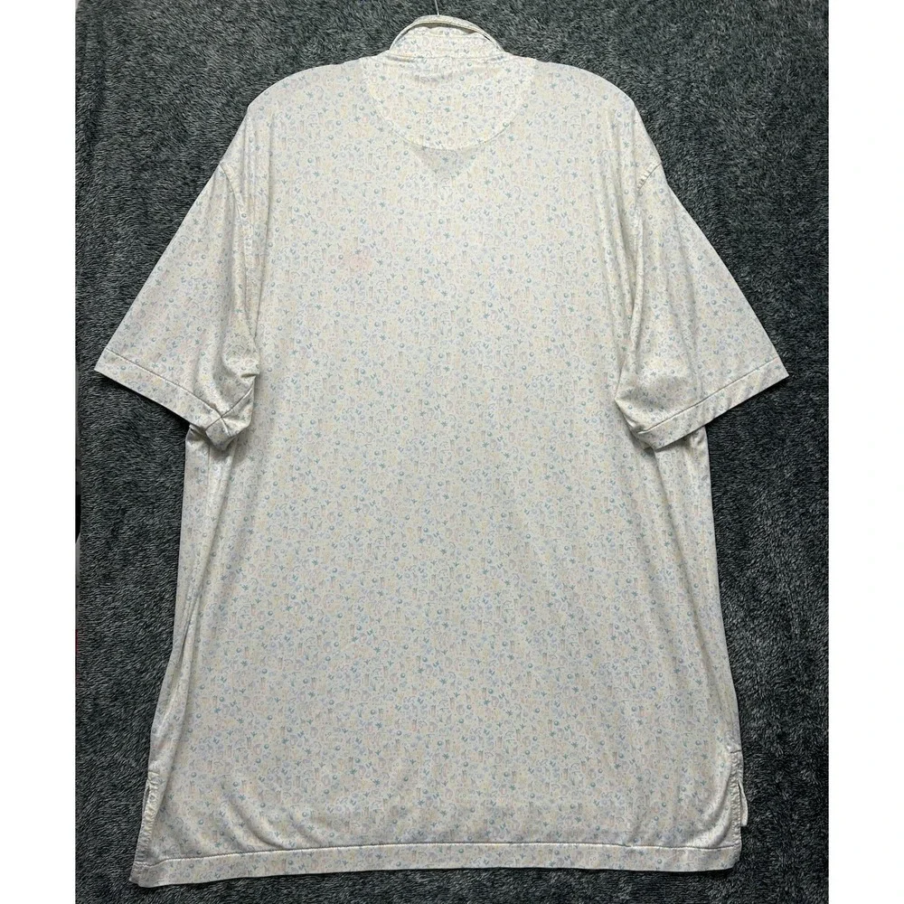 Peter Millar Mens Size L Beige Arnold Palmer Tea Lemonade AOP Golf Polo Shirt